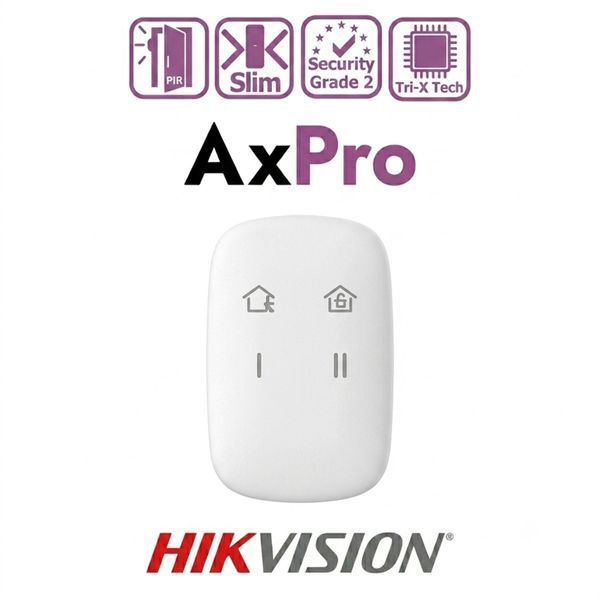 Telecomandă wireless Hikvision AxPro, 2 butoane, Security Grade 2